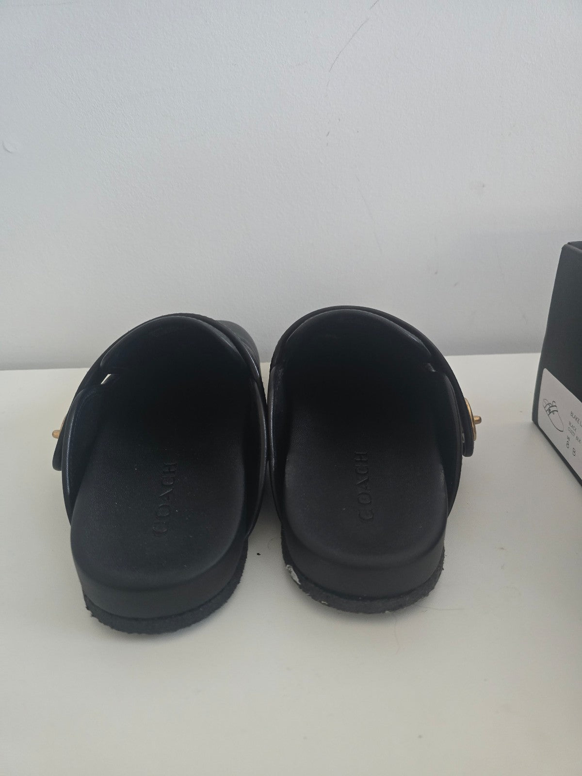 Coach Black Leather Clogs Size 8 w/ Box