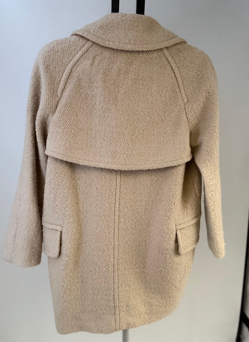 *SALE VINTAGE Coach Women Cream Wool Blend Double Breasted Pea Coat Jacket